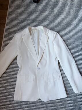 Women's White Single-Button Blazer Sz S